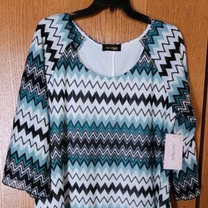 Women's Cal Styles Print Top Med. Green,& black Print Brand New